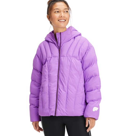 Fabletics Jackets & Blazers - Fabletics Quilted Hooded Puffer Ultraviolet Purple Willow Bark Egret Logo Medium